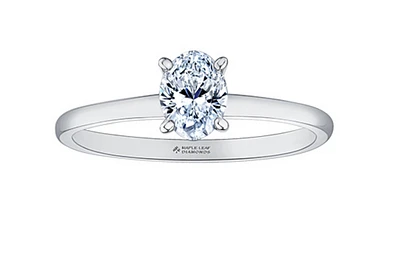 18K White Gold & Palladium Alloy (hypoallergenic) -1.00cttw Oval Cut Canadian Diamond Engagement Ring