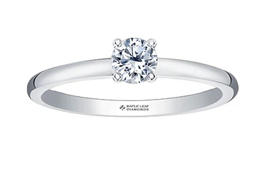 18K Gold & Palladium Alloy (hypoallergenic) -1.00cttw Round Brilliant Canadian Diamond Engagement Ring
