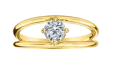 14K Yellow Gold 0.50cttw Round Brilliant Canadian Diamond Engagement Ring - /