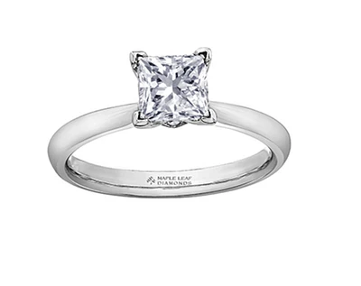 18K White Gold & Palladium Alloy (hypoallergenic) 0.31-0.71cttw Princess Cut Canadian Diamond Engagement Ring - / 0.31 Carat Total