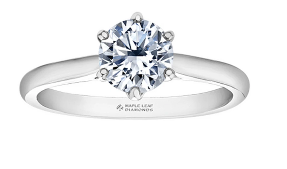 18K White Gold & Palladium Alloy (hypoallergenic) 1.25cttw Round Brilliant Canadian Diamond Engagement Ring - /