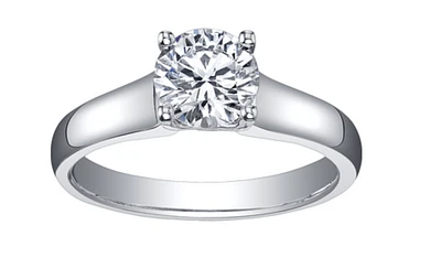 18K White Gold & Palladium Alloy (hypoallergenic) 0.50cttw Round Brilliant Canadian Diamond Engagement Ring