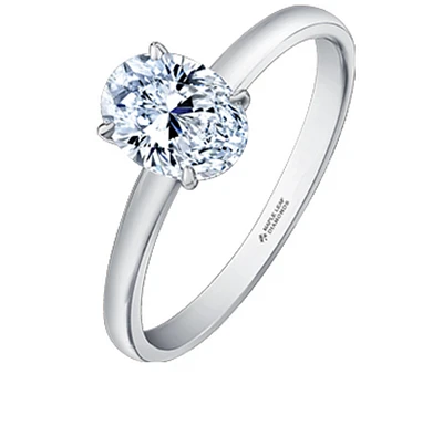 18K White Gold & Palladium Alloy (hypoallergenic) 0.50-1.00cttw Oval Shape Canadian Diamond Engagement Ring - / 0.70 Carat Total