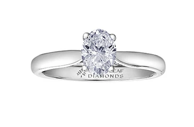 18K White Gold & Palladium Alloy (hypoallergenic) 0.73cttw Oval Shape Canadian Diamond Engagement Ring