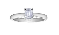 18K White Gold & Palladium Alloy (hypoallergenic) 0.73cttw Emerald Cut Canadian Diamond Engagement Ring