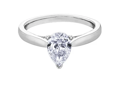 18K White Gold & Palladium Alloy (hypoallergenic) 1.05cttw Pear Shape Canadian Diamond Engagement Ring - /