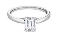 18K White Gold & Palladium Alloy (hypoallergenic) 1.05cttw Emerald Cut Canadian Diamond Engagement Ring - /