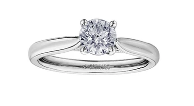 18K White Gold & Palladium Alloy (hypoallergenic) 0.73cttw Round Brilliant Canadian Diamond Engagement Ring - /