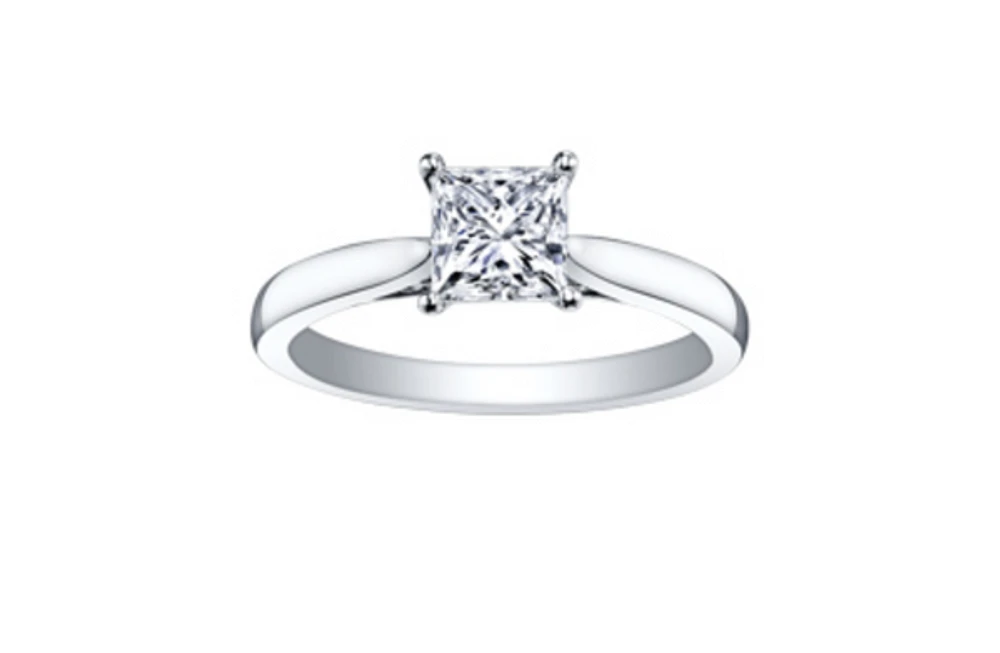 18K White Gold & Palladium Alloy (hypoallergenic) 0.53-1.03cttw Princess Cut Canadian Diamond Engagement Ring - / 0.53 Carat Weight
