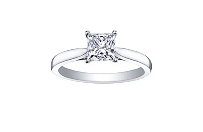 18K White Gold & Palladium Alloy (hypoallergenic) 0.53-1.03cttw Princess Cut Canadian Diamond Engagement Ring - / 0.53 Carat Weight