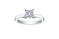 18K White Gold & Palladium Alloy (hypoallergenic) 0.53-1.03cttw Princess Cut Canadian Diamond Engagement Ring - / 0.53 Carat Weight