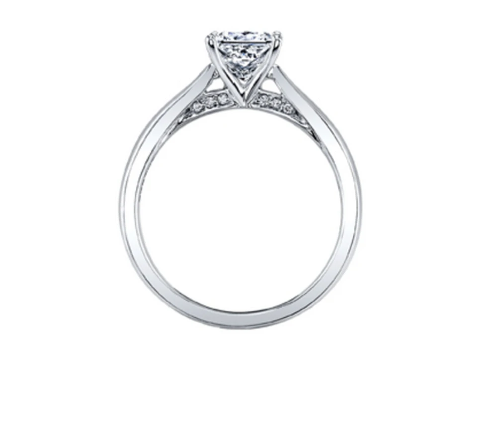 18K White Gold & Palladium Alloy (hypoallergenic) 0.55-1.05cttw Cushion Cut Canadian Diamond Engagement Ring - / 0.55 Carat Weight