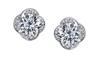 18K White Gold With Palladium Alloy(hypoallergenic) 0.10-1.50cttw Round Brilliant Canadian Diamond Earrings - Carat Total /