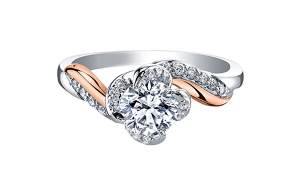 18K White & Rose Gold Palladium Alloy (hypoallergenic) 0.60-1.20cttw Round Brilliant Canadian Diamond Engagement Ring - / 0.60 Carat Total