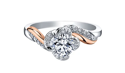 18K White & Rose Gold Palladium Alloy (hypoallergenic) 0.60-1.20cttw Round Brilliant Canadian Diamond Engagement Ring - / 0.60 Carat Total