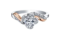 18K White & Rose Gold Palladium Alloy (hypoallergenic) 0.60-1.20cttw Round Brilliant Canadian Diamond Engagement Ring - / 0.60 Carat Total