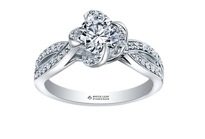 18K White & Rose Gold Palladium Alloy (hypoallergenic) 0.55-1.25cttw Round Brilliant Canadian Diamond Engagement Ring - / 0.55 Carat Total