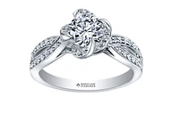 18K White & Rose Gold Palladium Alloy (hypoallergenic) 0.55-1.25cttw Round Brilliant Canadian Diamond Engagement Ring - / 0.55 Carat Total
