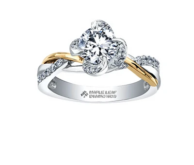 18K White & Yellow Gold Palladium Alloy (hypoallergenic) 0.55-1.17cttw Round Brilliant Canadian Diamond Engagement Ring - / 0.55 Carat Total