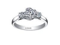 18K White Gold Palladium Alloy (hypoallergenic) 0.50-0.80cttw Round Brilliant 3 Stone Canadian Diamond Engagement Ring - / 0.50 Carat Total