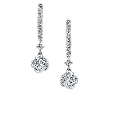 18K White Gold With Palladium Alloy(hypoallergenic) 0.60cttw Round Brilliant Canadian Diamond Earrings