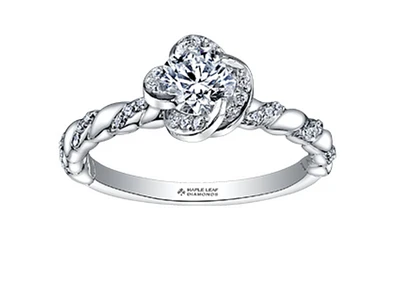 18K White Gold Palladium Alloy (hypoallergenic) 0.43-0.85cttw Round Brilliant Canadian Diamond Engagement Ring - / 0.43 Carat Total