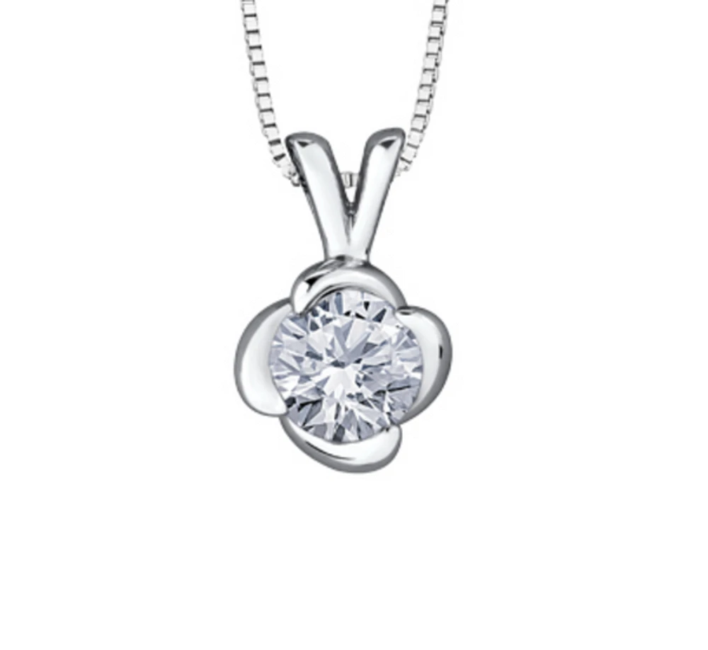 18K White Gold With Palladium Alloy (hypoallergenic) -0.50cttw Canadian Diamond Pendant