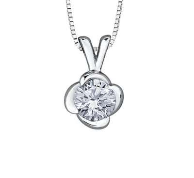 18K White Gold With Palladium Alloy (hypoallergenic) -0.50cttw Canadian Diamond Pendant