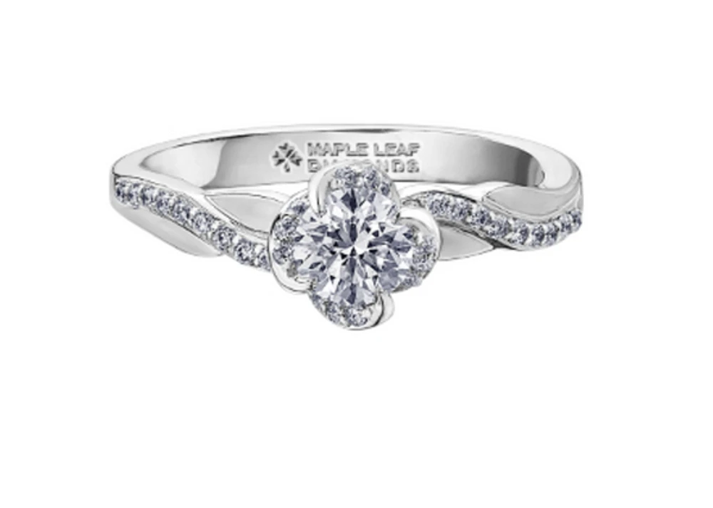 18K White Gold Palladium Alloy (hypoallergenic) 0.65cttw Round Brilliant Canadian Diamond Engagement Ring - /