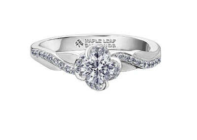 18K White Gold Palladium Alloy (hypoallergenic) 0.65cttw Round Brilliant Canadian Diamond Engagement Ring - /