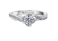 18K White Gold Palladium Alloy (hypoallergenic) 0.65cttw Round Brilliant Canadian Diamond Engagement Ring - /