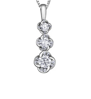18K White Gold With Palladium Alloy (hypoallergenic) 0.33cttw Canadian Diamond Pendant