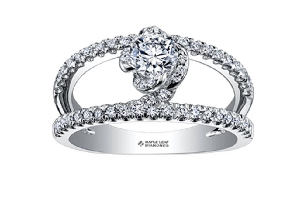 18K White Gold Palladium Alloy (hypoallergenic) 0.90cttw Round Brilliant Canadian Diamond Engagement Ring