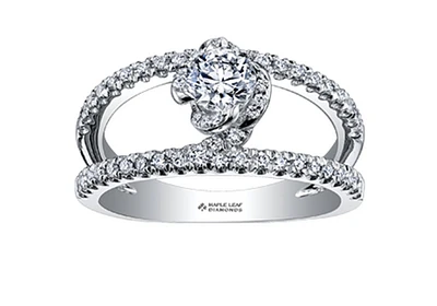18K White Gold Palladium Alloy (hypoallergenic) 0.90cttw Round Brilliant Canadian Diamond Engagement Ring