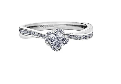18K White Gold Palladium Alloy (hypoallergenic) 0.50cttw Round Brilliant Canadian Diamond Engagement Ring - /