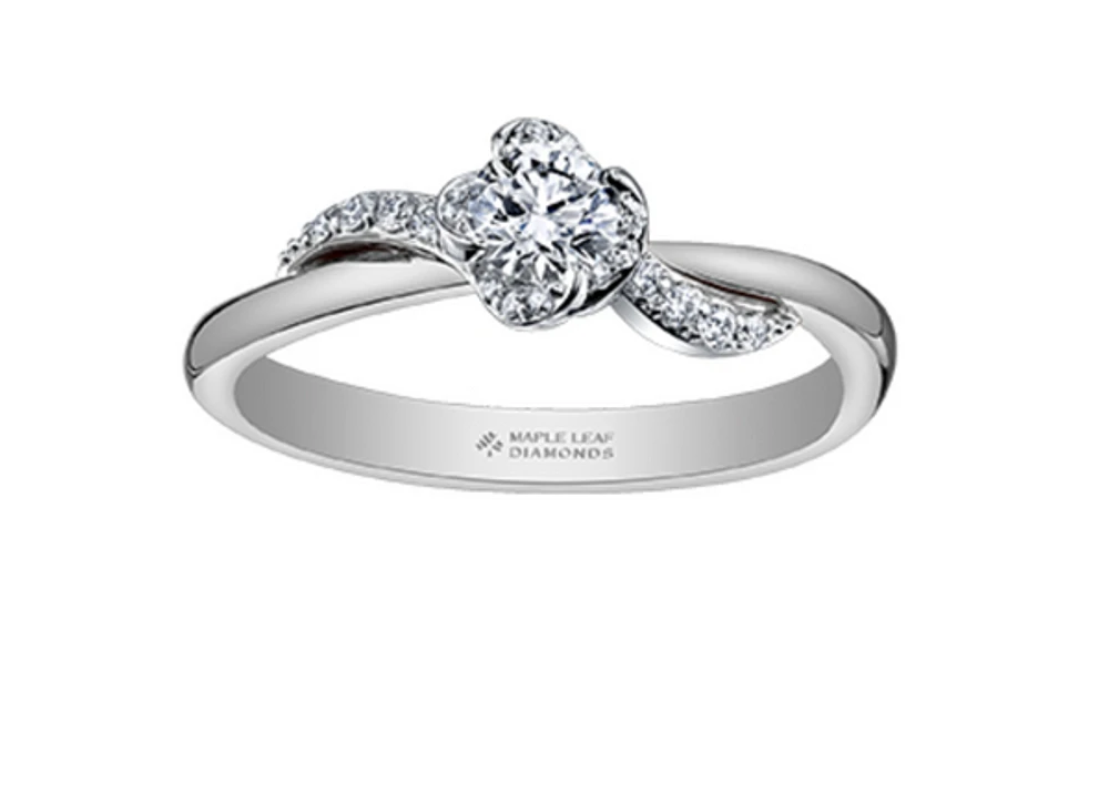 18K White Gold Palladium Alloy (hypoallergenic) 0.40-0.72cttw Round Brilliant Canadian Diamond Engagement Ring - / 0.40 Carat Total