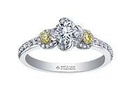18K White & Yellow Gold Palladium Alloy (hypoallergenic) 0.57-0.78cttw Round Brilliant Canadian Diamond Engagement Ring - / Carat Total
