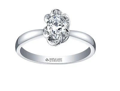 18K White Gold Palladium Alloy (hypoallergenic) 0.33-0.55cttw Oval Cut Canadian Diamond Engagement Ring - / 0.33 Carat Total