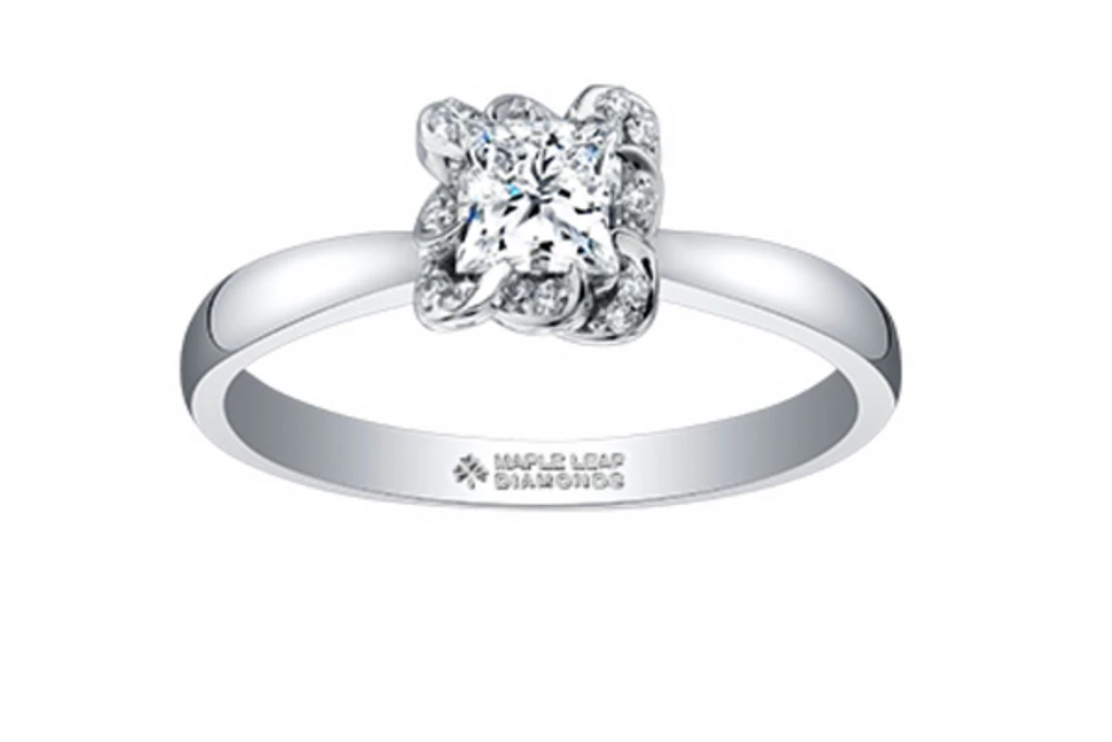 18K White Gold Palladium Alloy (hypoallergenic) 0.33-1.08cttw Princess Cut Canadian Diamond Engagement Ring - / 0.33 Carat Total