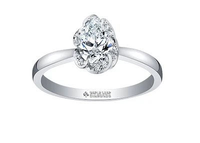 18K White Gold Palladium Alloy (hypoallergenic) 0.46-0.56cttw Pear Shape Canadian Diamond Engagement Ring - / 0.46 Carat Total