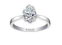 18K White Gold Palladium Alloy (hypoallergenic) 0.46-0.56cttw Pear Shape Canadian Diamond Engagement Ring - / 0.46 Carat Total