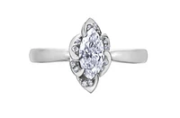 18K White Gold Palladium Alloy (hypoallergenic) 0.56cttw Marquise Shape Canadian Diamond Engagement Ring - /