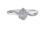 18K White Gold Palladium Alloy (hypoallergenic) 0.40cttw Pear Shape Canadian Diamond Engagement Ring - /