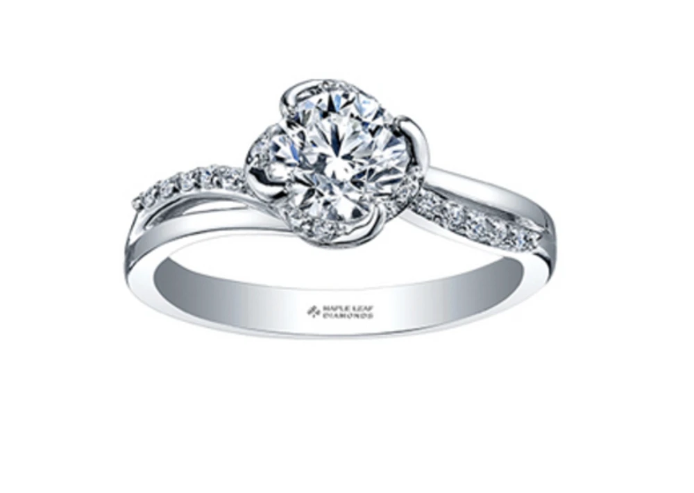 18K White Gold Palladium Alloy (hypoallergenic) -1.20cttw Round Brilliant Canadian Diamond Engagement Ring