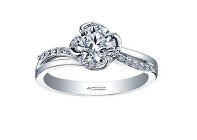 18K White Gold Palladium Alloy (hypoallergenic) -1.20cttw Round Brilliant Canadian Diamond Engagement Ring