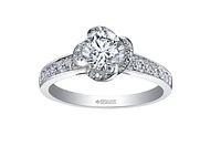18K White Gold Palladium Alloy (hypoallergenic) 0.60-1.35cttw Round Brilliant Canadian Diamond Engagement Ring - / 0.60 Carat Total