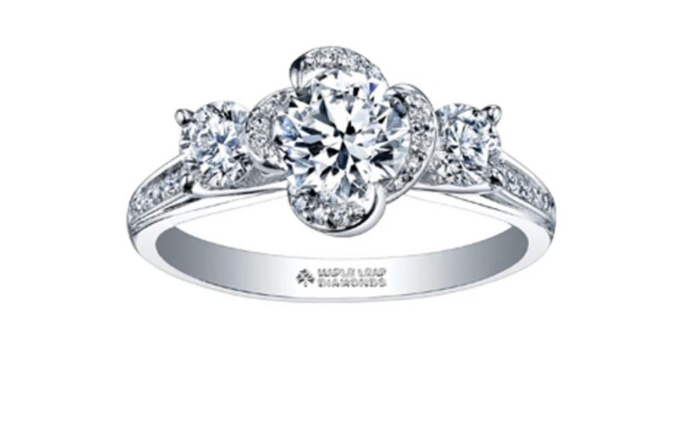 18K White Gold & Palladium Alloy (hypoallergenic) 0.65-1.65cttw 3 Stone Canadian Diamond Engagement Ring - / Carat Total