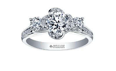 18K White Gold & Palladium Alloy (hypoallergenic) 0.65-1.65cttw 3 Stone Canadian Diamond Engagement Ring - / Carat Total