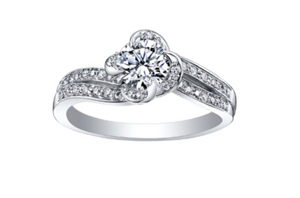18K White Gold Palladium Alloy (hypoallergenic) 0.90cttw Round Brilliant Canadian Diamond Engagement Ring
