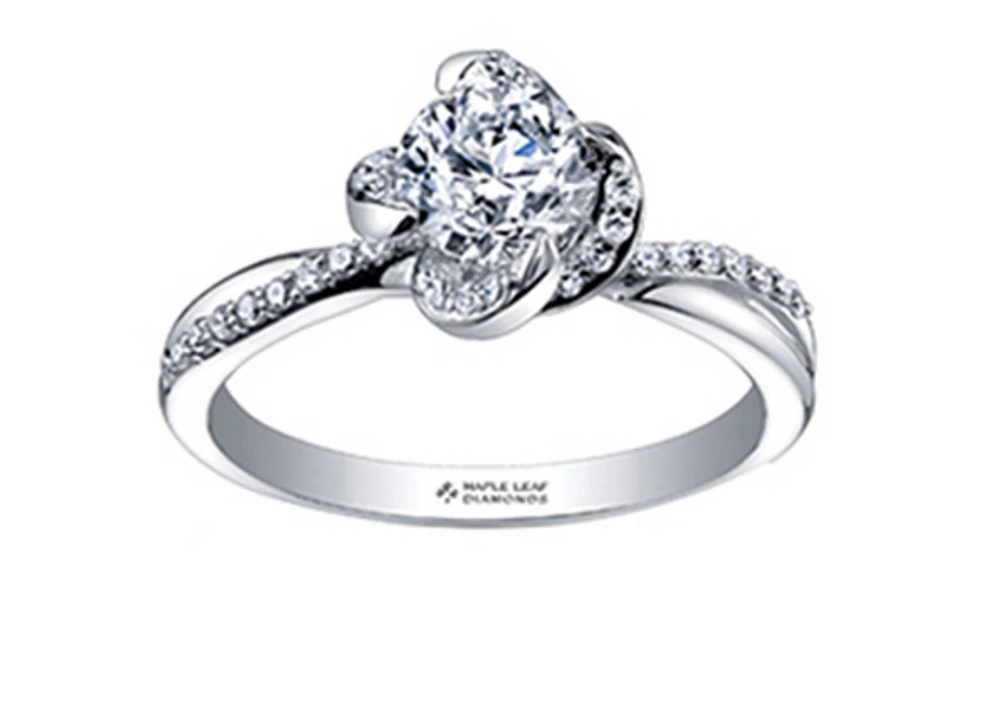 18K White Gold Palladium Alloy (hypoallergenic) -1.20cttw Round Brilliant Canadian Diamond Engagement Ring